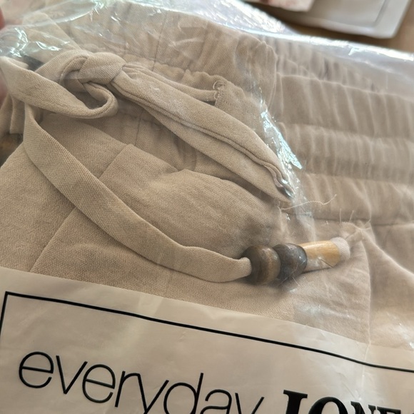 Everyday Jones Flax Cream Tan Linen Texture Pull On Straight Leg Boho Pants XS - Picture 3 of 3